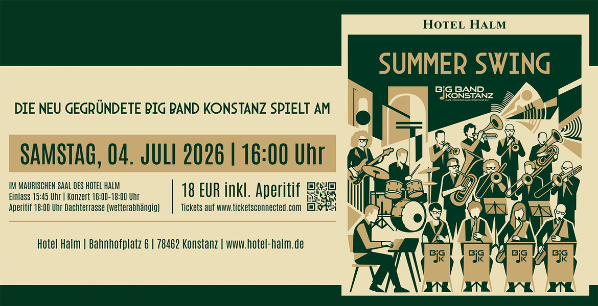 Tickets SUMMER SWING, Die Neu gegründete Big Band Konstanz spielt im traditionsreichen Maurischen Saal in Konstanz